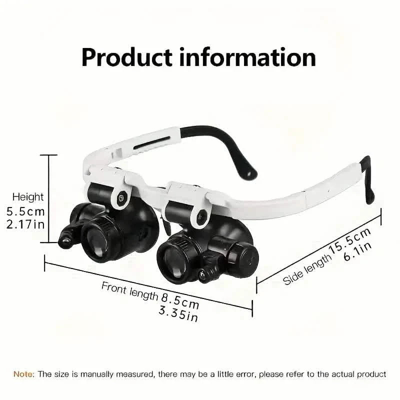 Loupe frontale à 2 LED – 8x/15x/23x avec éclairage de réparation