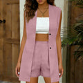Ensemble gilet et short col V sans manches pour femme – Style élégant pour le bureau