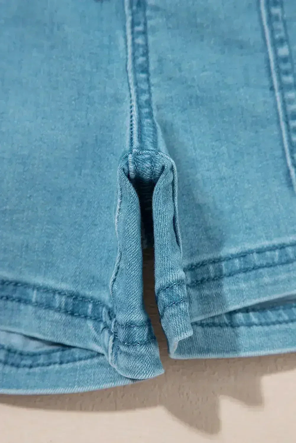 Short en jean Beau Blue avec taille élastique et cordon de serrage
