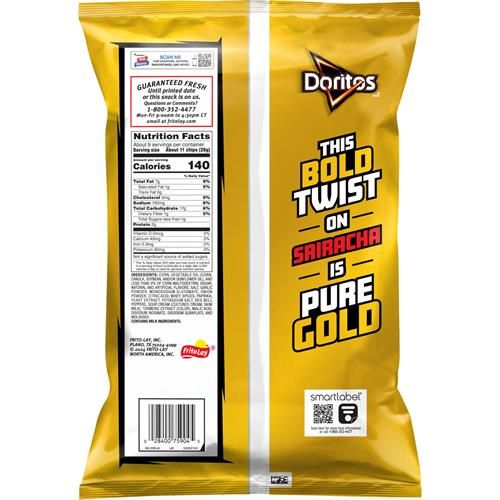 Doritos Tortilla Chips, Sriracha Dorée, Sac de 262 g