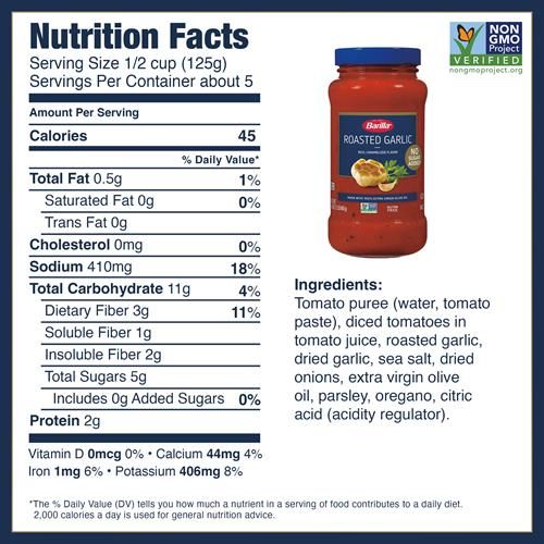 Sauce Pâtes Barilla Ail Rôti, Pot de 680g - Sans Sucres Ajoutés - Faite Avec 100% d'Huile d'Olive Extra Vierge - Sans Colorants, Arômes ou Conservateurs Artificiels - Sans OGM, Sans Gluten, Casher