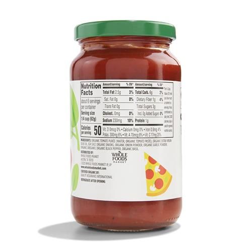Whole Foods Market, Sauce pizza biologique, 396 g