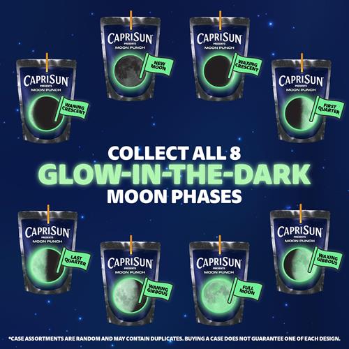 Boisson Capri Sun Moon Punch aromatisée aux cerises sauvages à base de concentré avec d'autres arômes naturels, boîte de 10 sachets de 17,7 cl