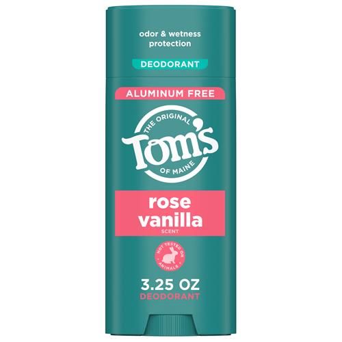 Tom's Of Maine Déodorant Naturel Sans Aluminium Rose Vanille Pour Femmes et Hommes | Transparent à l'application | Protection Contre Les Odeurs et l'Humidité | Ingrédients D'origine Naturelle et Rétenteurs d'Hydratation | 92 g