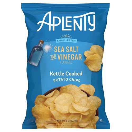 Chips de pommes de terre cuites à la bouilloire Aplenty, sel de mer et vinaigre, 227 g