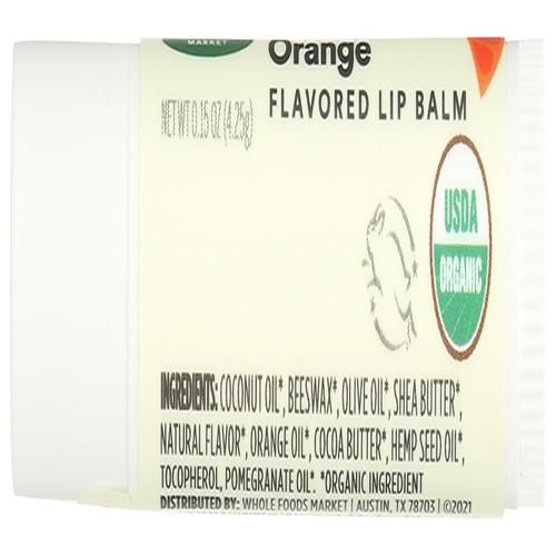 Baume à lèvres aromatisé biologique Whole Foods Market, Grenade Orange, 4,25 grammes