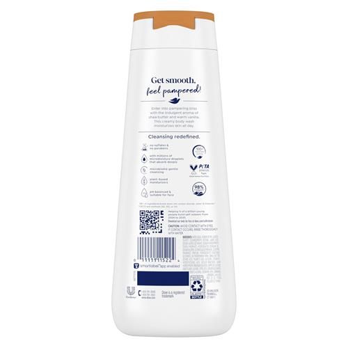 Nettoyant corporel Dove Beurre de karité et vanille pour une peau douce et hydratée pendant 24 heures, sans sulfates, sans parabènes, 591 ml