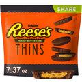 Reese's Thins Coupes au beurre de cacahuètes chocolat noir, paquet de bonbons à partager, 209 g