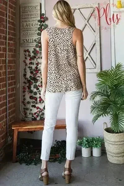Haut sans manches Heimish à imprimé animalier, boutonné sur le devant, taille plus
