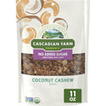 Cascadian Farm Granola biologique sans sucres ajoutés, céréales noix de cajou et noix de coco, sachet refermable, 311 g.