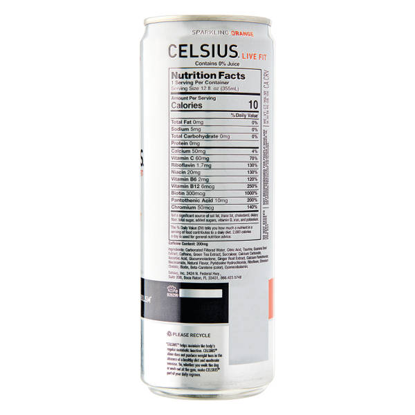 Boisson pétillante à l'orange Celsius, 355 ml