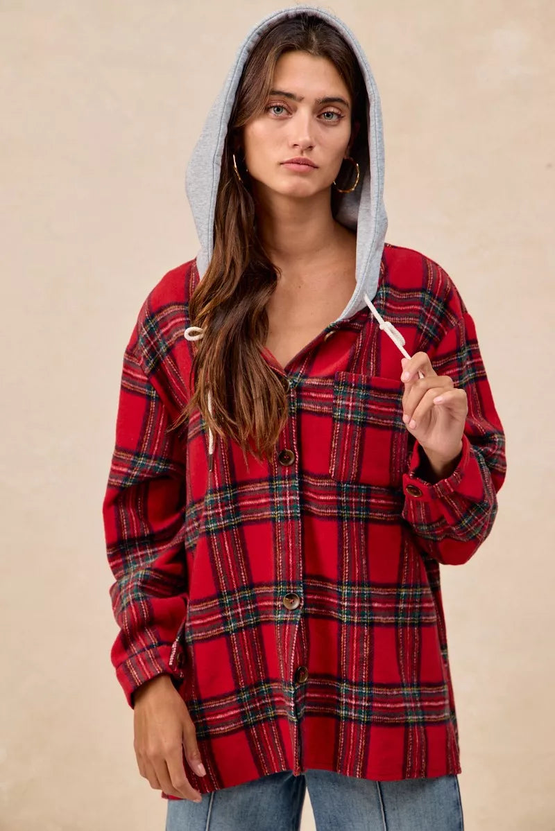 Veste à capuche à carreaux BiBi