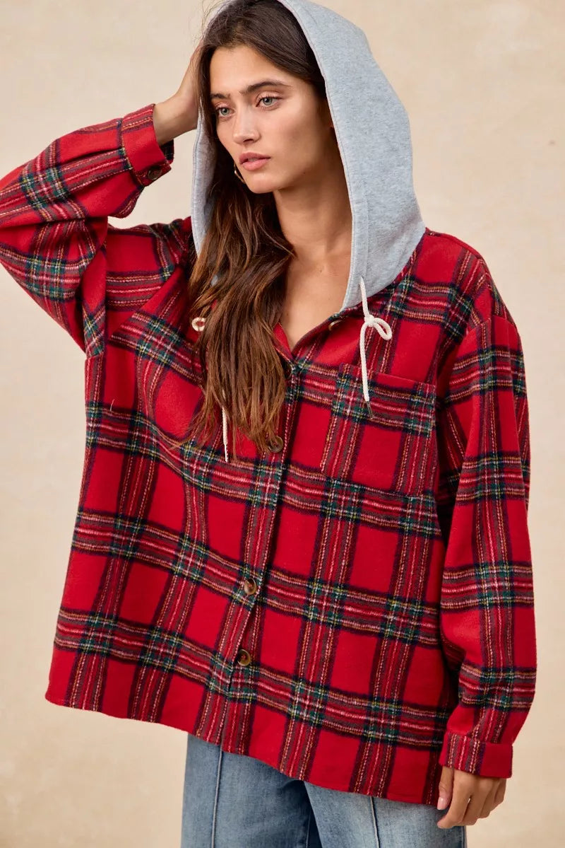 Veste à capuche à carreaux BiBi