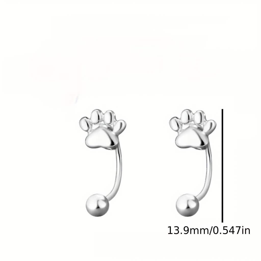 Boucles d'oreilles en argent sterling Patte de chat – Clous à vis, élégantes et simples