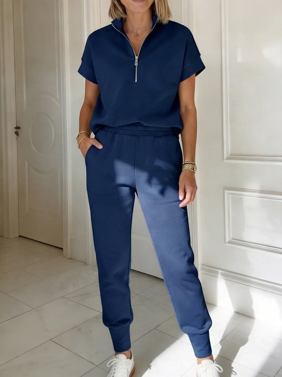 Ensemble tricoté T-shirt 3/4 manches et pantalon Athleisure – 3 couleurs, TP–3TG