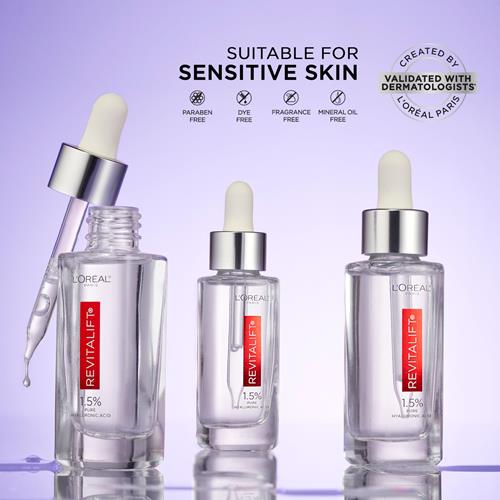 Sérum visage Revitalift 1,5 % acide hyaluronique pur de L'Oréal Paris, hydrate et réduit les rides, sans parfum, 30 ml