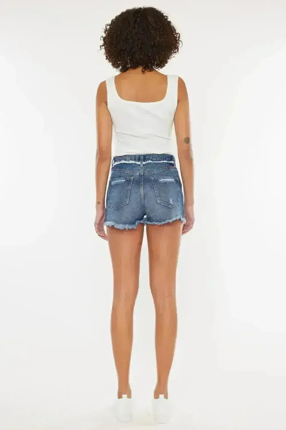 Shorts en jean Kancan déchirés à braguette boutonnée