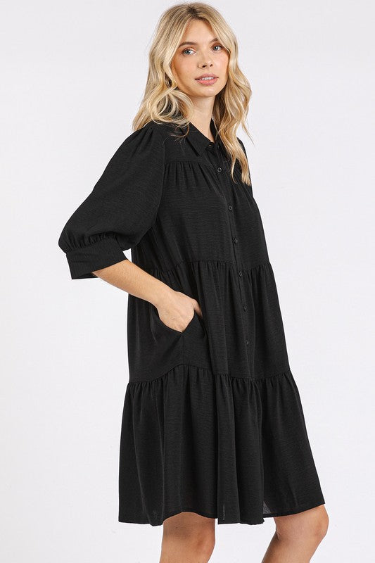 Robe Chemise Étégée à Col et Boutons Pour Femmes – Classique, Élégante, Fluide, Chic et Polyvalente Pour Toutes Les Occasions