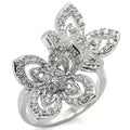 0W336 - Bague en laiton rhodié avec oxyde de zirconium de qualité AAA, couleur transparente