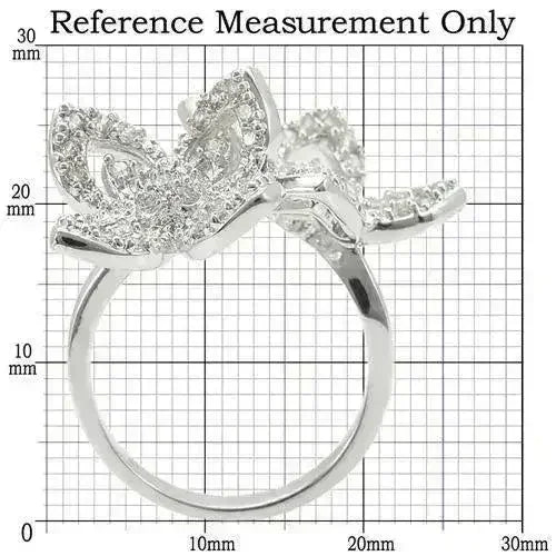 0W336 - Bague en laiton rhodié avec oxyde de zirconium de qualité AAA, couleur transparente