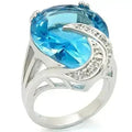 0W343 Bague en laiton Rhodium avec synthétique en mer