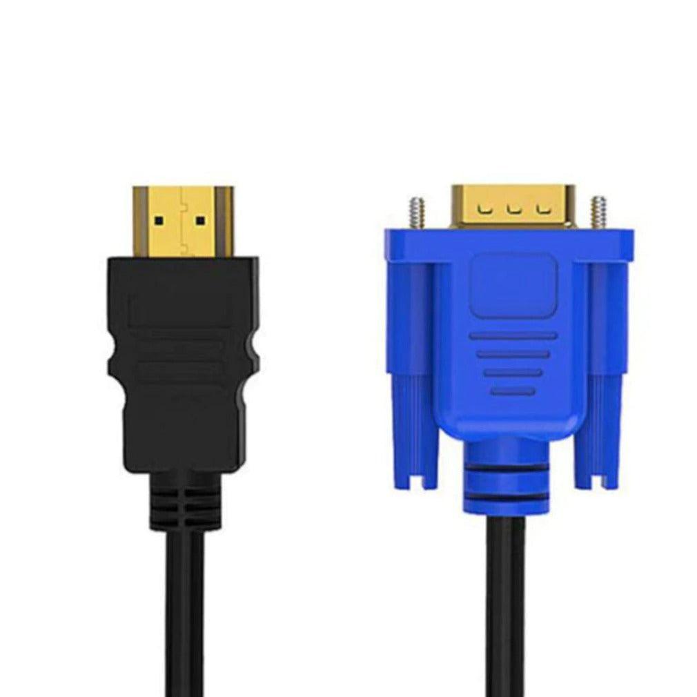Câble compatible HDMI 1,8 m vers adaptateur VGA numérique 1080P HDTV avec convertisseur audio, adaptateur plaqué or câble connecteur HDMI vers VGA compatible pour ordinateur de bureau, portable, moniteur PC, projecteur, HDTV 1,8 m