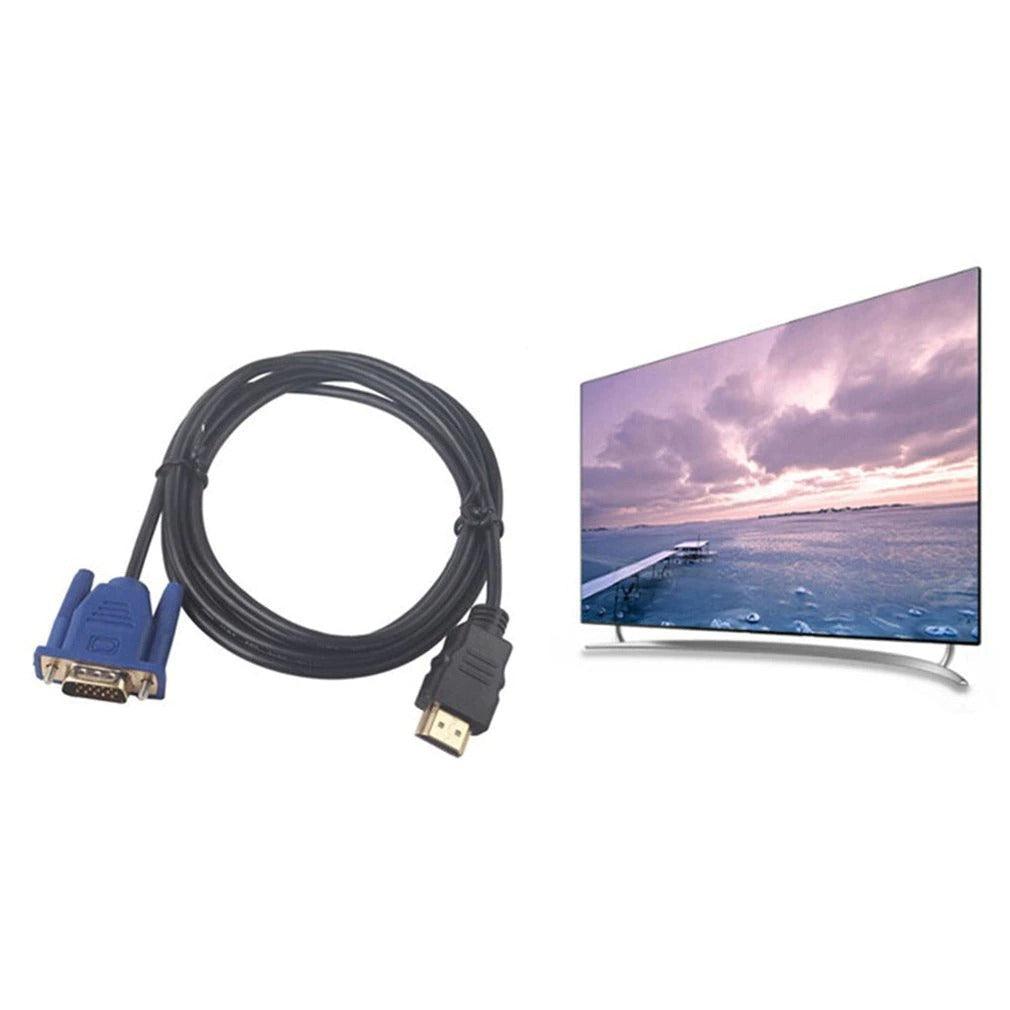 Câble compatible HDMI 1,8 m vers adaptateur VGA numérique 1080P HDTV avec convertisseur audio, adaptateur plaqué or câble connecteur HDMI vers VGA compatible pour ordinateur de bureau, portable, moniteur PC, projecteur, HDTV 1,8 m