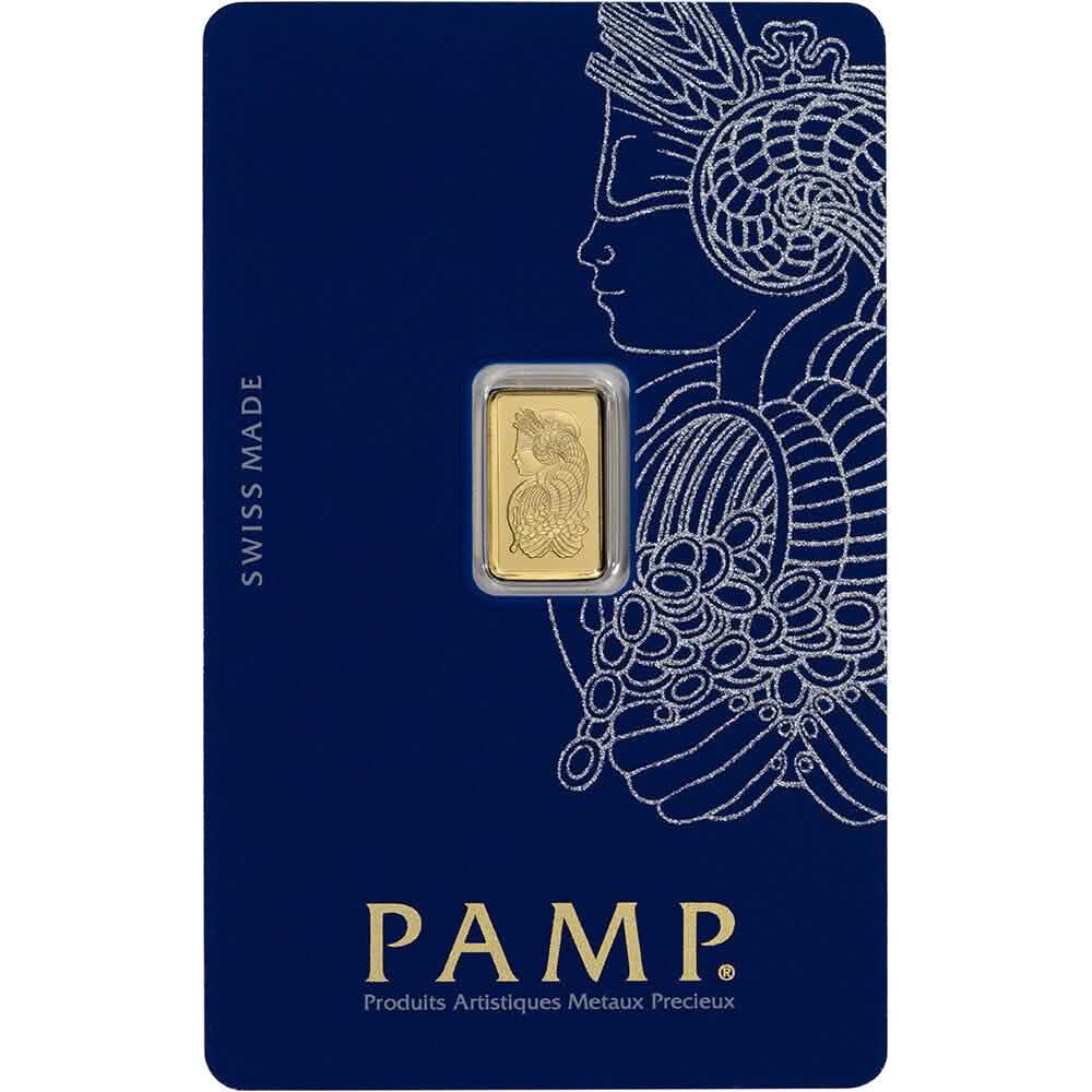 Lingot d'or 1 gramme PAMP Suisse Fortuna pureté 999.9 dans son emballage scellé