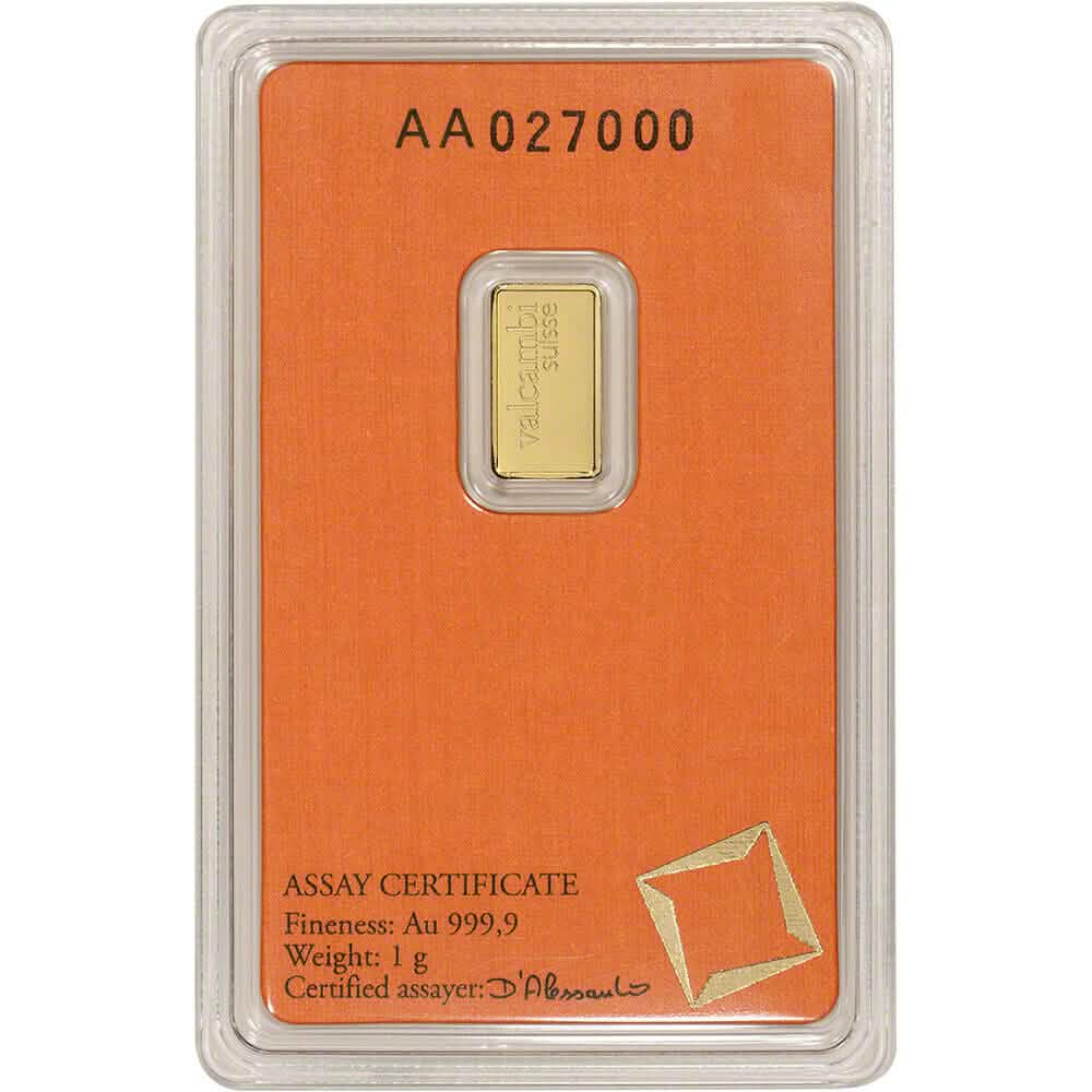 Lingotin Or 1g - Valcambi Suisse - Pureté 999.9 sous Scellé Certifié