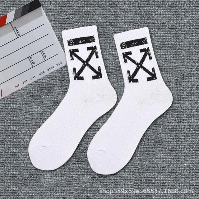 1 paire de chaussettes unisexes Crew neuves en coton pur noir et blanc, mode sport, skateboard, streetwear, chaussettes longues chaudes d'hiver et d'automne pour hommes et femmes