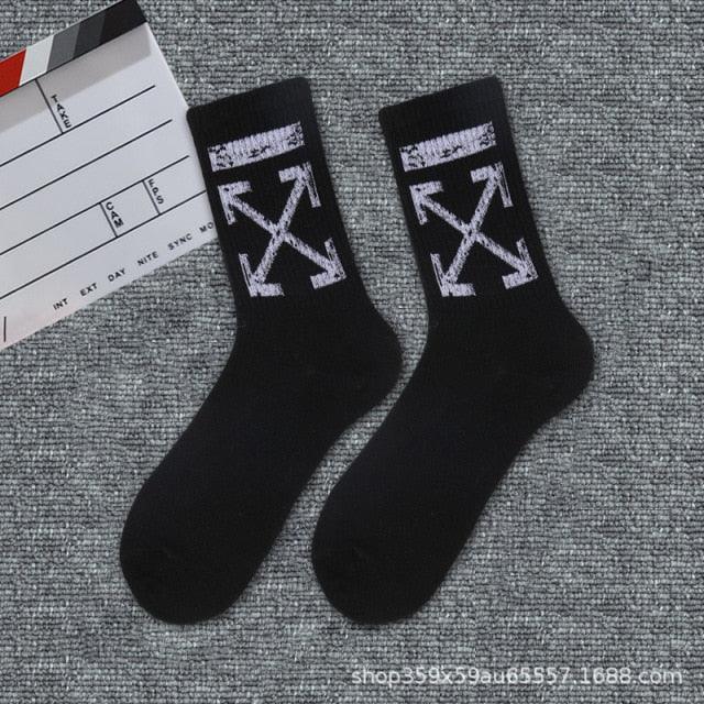 1 paire de chaussettes unisexes Crew neuves en coton pur noir et blanc, mode sport, skateboard, streetwear, chaussettes longues chaudes d'hiver et d'automne pour hommes et femmes