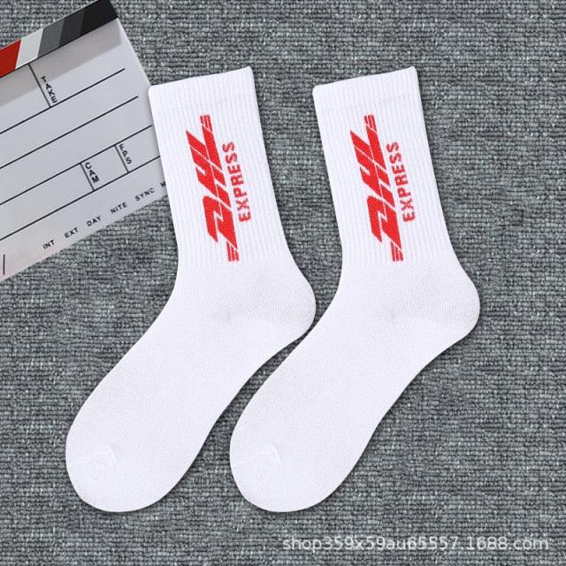 1 paire de chaussettes unisexes Crew neuves en coton pur noir et blanc, mode sport, skateboard, streetwear, chaussettes longues chaudes d'hiver et d'automne pour hommes et femmes