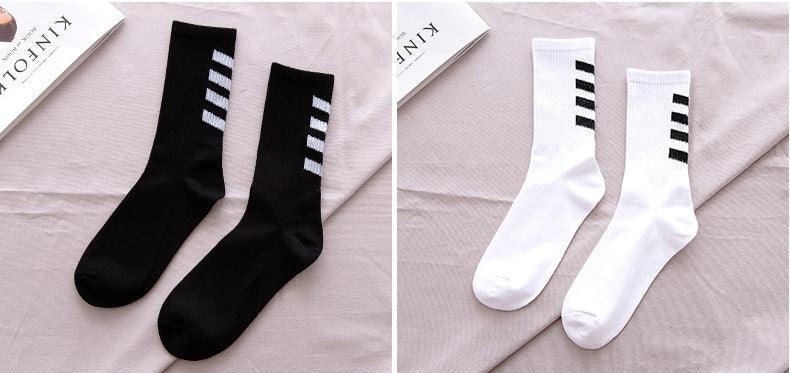 1 paire de chaussettes unisexes Crew neuves en coton pur noir et blanc, mode sport, skateboard, streetwear, chaussettes longues chaudes d'hiver et d'automne pour hommes et femmes