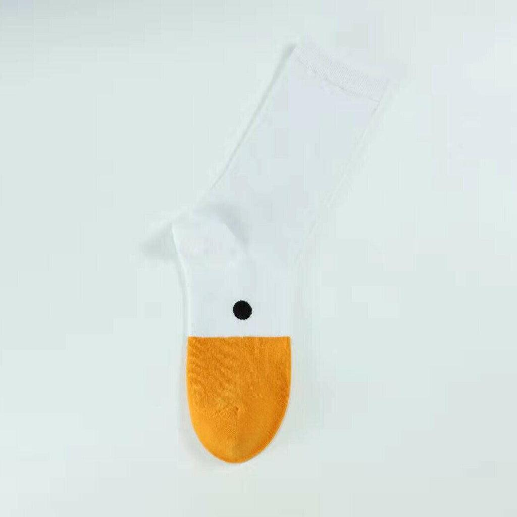 1 paire de chaussettes en coton amusantes tête d'oie à la mode, chaussettes créatives 3D pour animaux joyeux, chaussettes décontractées unisexe pour Halloween, chaussettes amusantes pour hommes et femmes