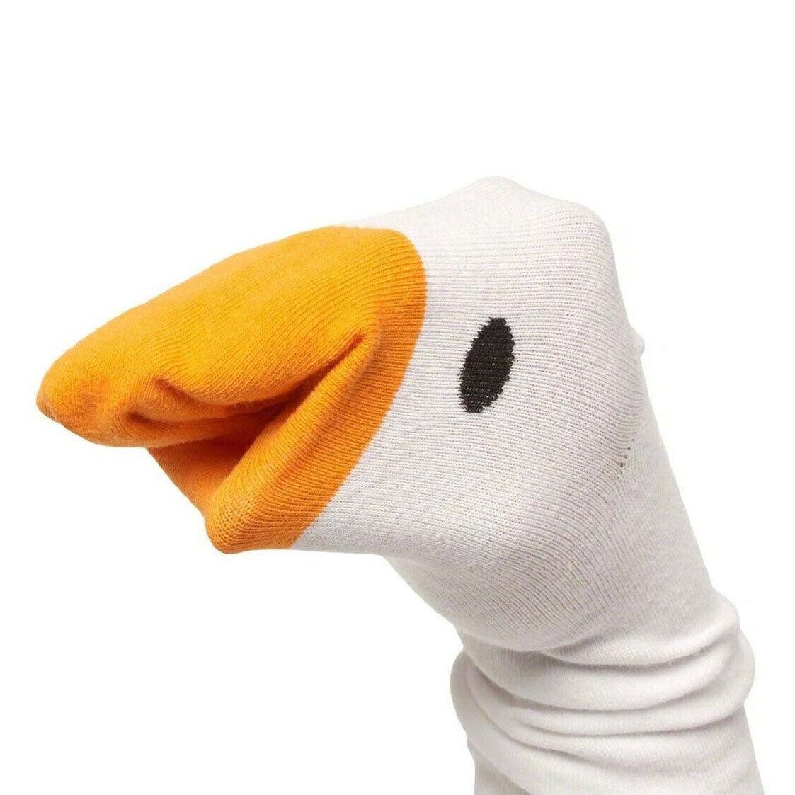 1 paire de chaussettes en coton amusantes tête d'oie à la mode, chaussettes créatives 3D pour animaux joyeux, chaussettes décontractées unisexe pour Halloween, chaussettes amusantes pour hommes et femmes