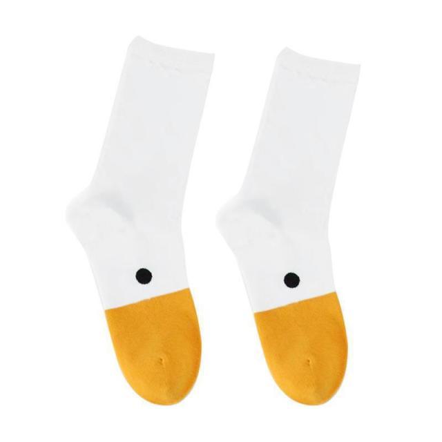 1 paire de chaussettes en coton amusantes tête d'oie à la mode, chaussettes créatives 3D pour animaux joyeux, chaussettes décontractées unisexe pour Halloween, chaussettes amusantes pour hommes et femmes