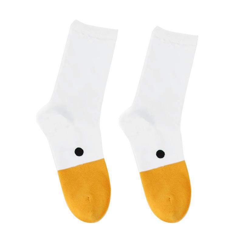 1 paire de chaussettes en coton amusantes tête d'oie à la mode, chaussettes créatives 3D pour animaux joyeux, chaussettes décontractées unisexe pour Halloween, chaussettes amusantes pour hommes et femmes