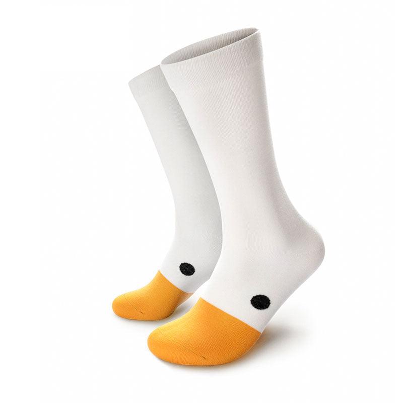 1 paire de chaussettes en coton amusantes tête d'oie à la mode, chaussettes créatives 3D pour animaux joyeux, chaussettes décontractées unisexe pour Halloween, chaussettes amusantes pour hommes et femmes