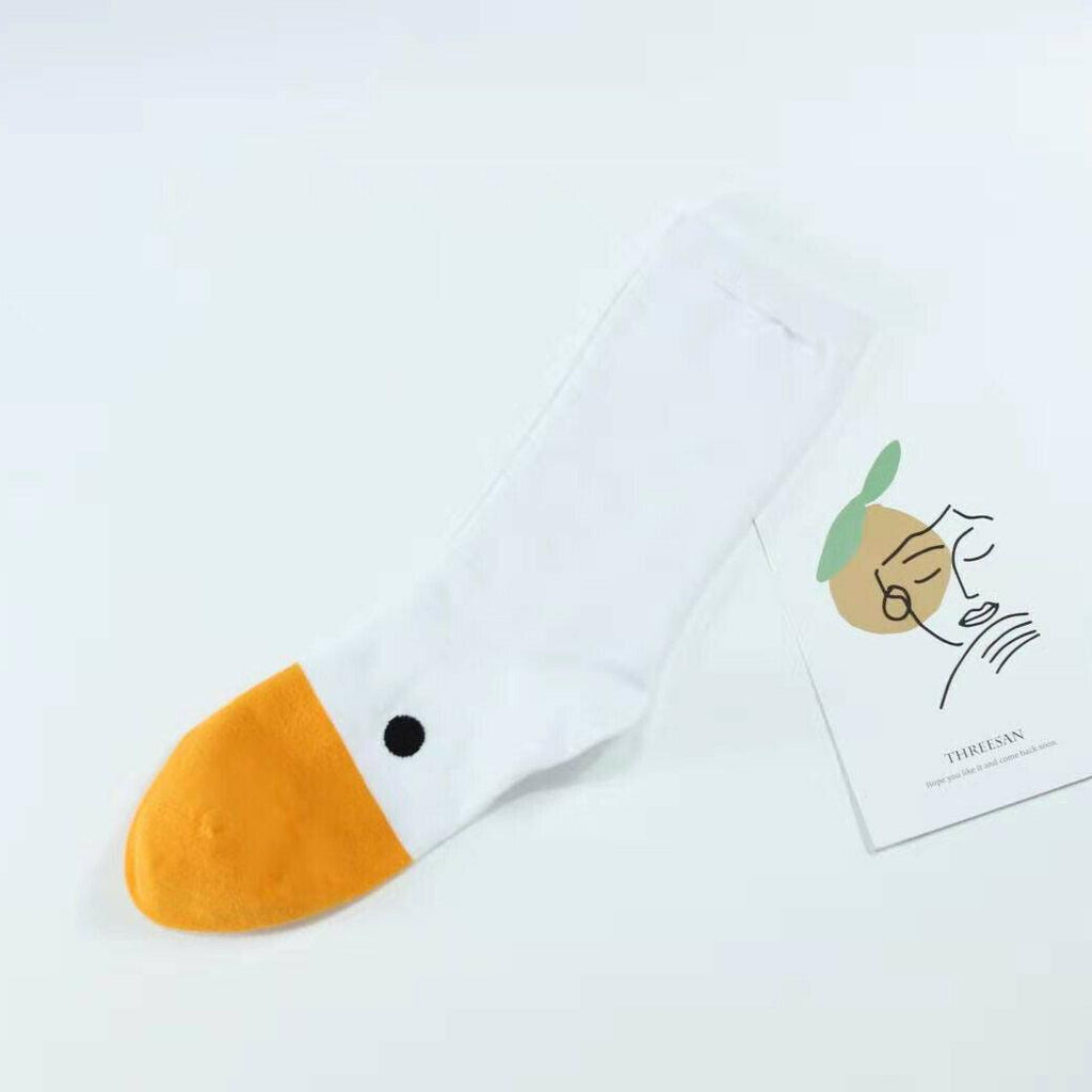 1 paire de chaussettes en coton amusantes tête d'oie à la mode, chaussettes créatives 3D pour animaux joyeux, chaussettes décontractées unisexe pour Halloween, chaussettes amusantes pour hommes et femmes