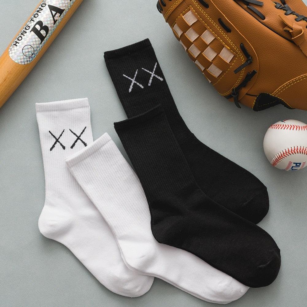 1 Paire Chaussettes De Sport Unisexe Neuves En Coton Peigné Pur Respirantes De Compression Longues Couleur Unie Noir Blanc Pour Hommes Et Femmes Été Hiver Mi-Mollet Chaudes