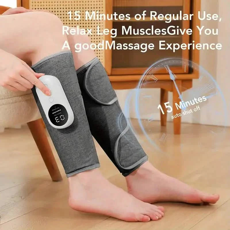 Masseur musculaire des mollets à compression d'air rechargeable avec 3 niveaux d'intensité et 3 réglages de chaleur