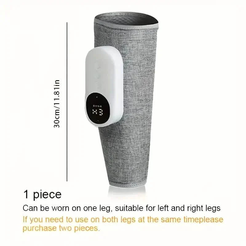 Masseur musculaire des mollets à compression d'air rechargeable avec 3 niveaux d'intensité et 3 réglages de chaleur