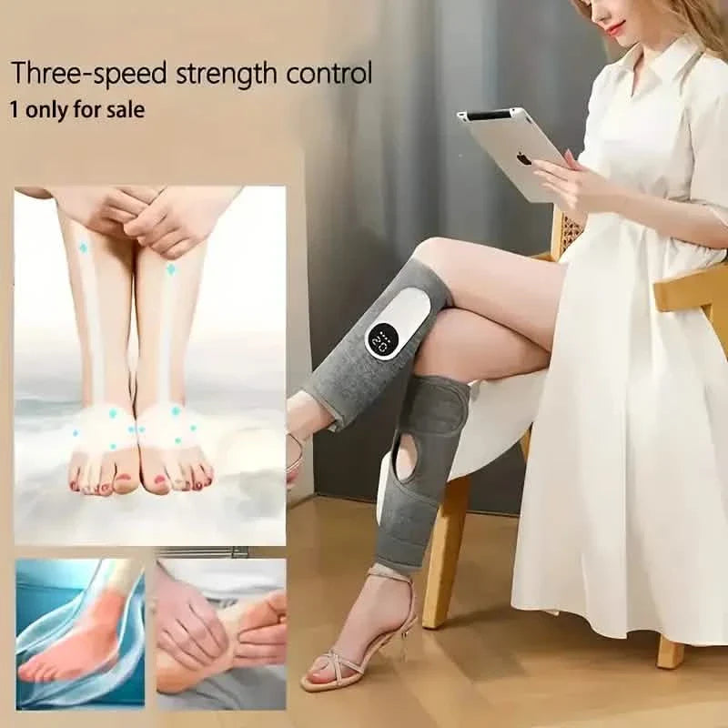 Masseur musculaire des mollets à compression d'air rechargeable avec 3 niveaux d'intensité et 3 réglages de chaleur