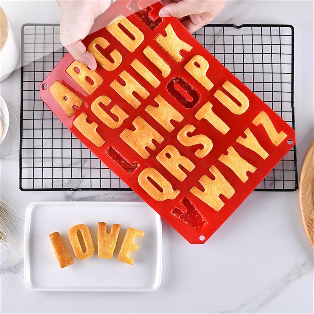 1 Pcs Silicone Grand Alphabet Glaçons Chocolat Lettre Moule Pochoir Gâteau Gelée Cupcake Moule de Cuisson Plateau à Glaçons Moule à Biscuits 26 Grandes Lettres Moule en Silicone Moule Alphabet Moule Chocolat Moule à Biscuits Bac à Glaçons