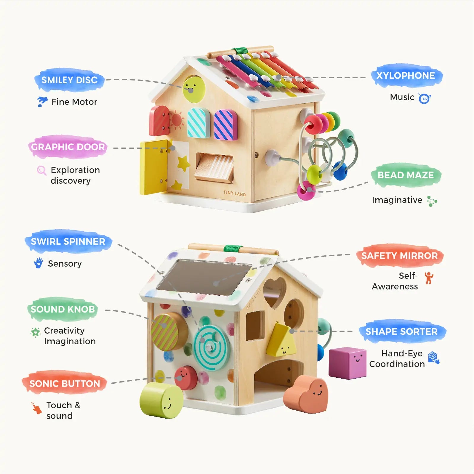 Cube d'activités Tiny Land® La maisonnette - Arc-en-ciel