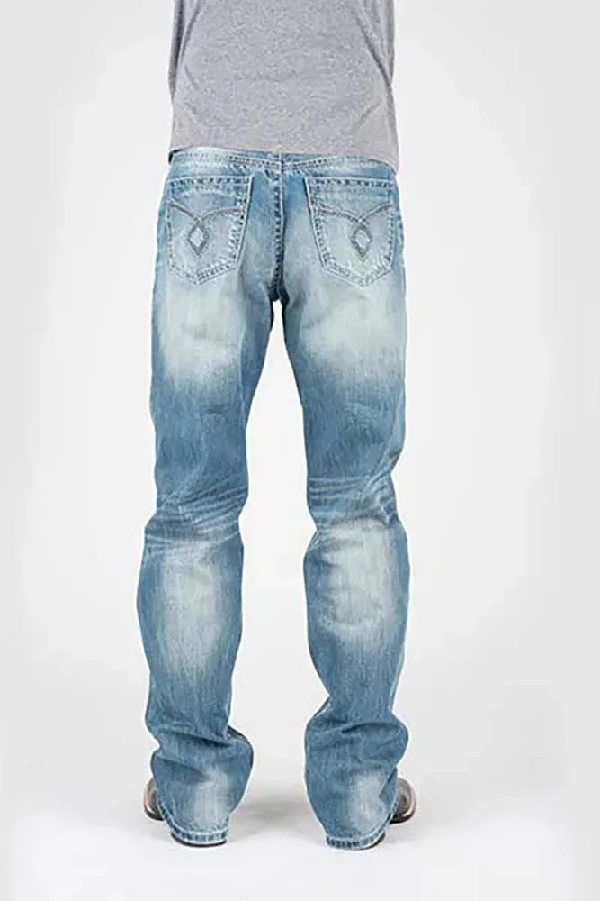 Jean Coupe Droite Tin Haul Regular Joe avec Surpiqûres losanges Grises (Délavé Clair) - Homme