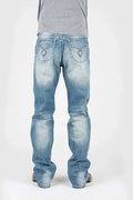 Jean Coupe Droite Tin Haul Regular Joe avec Surpiqûres losanges Grises (Délavé Clair) - Homme