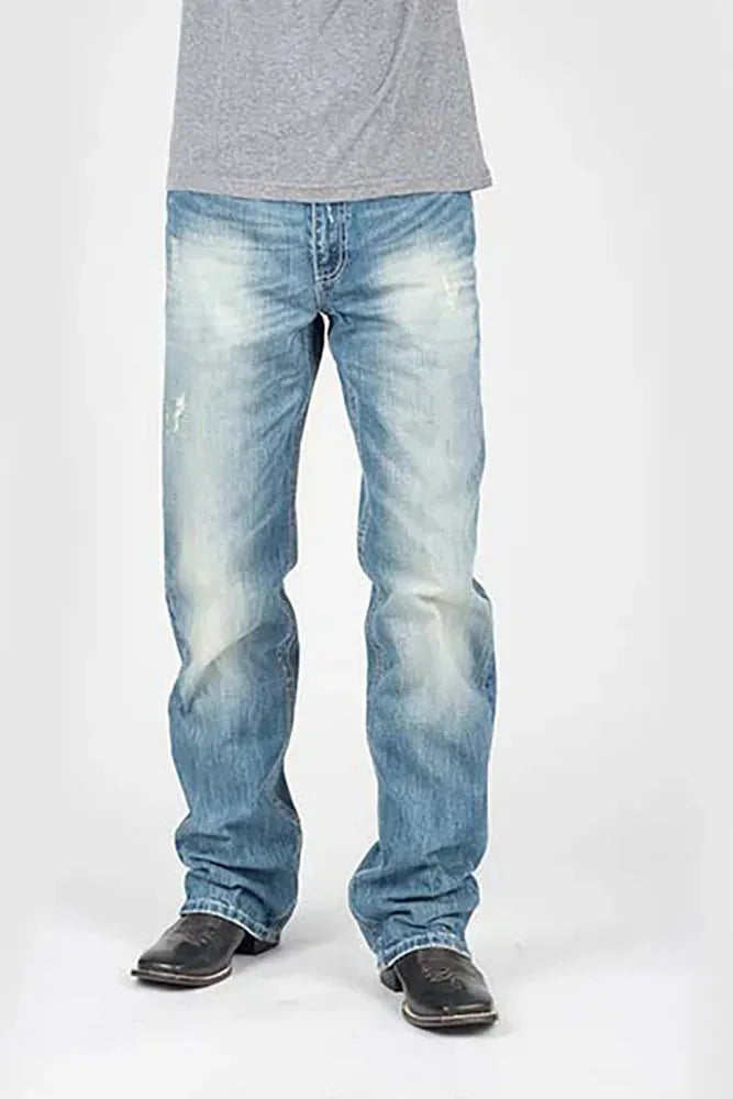 Jean Coupe Droite Tin Haul Regular Joe avec Surpiqûres losanges Grises (Délavé Clair) - Homme