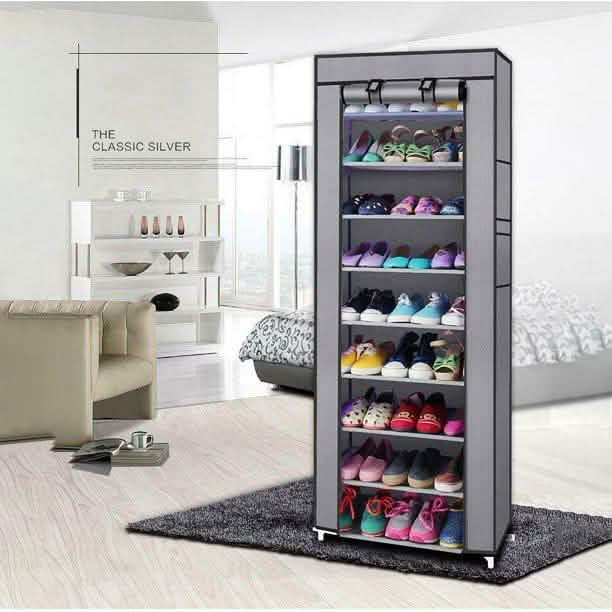 Étagère de rangement à chaussures à 10 niveaux et 9 grilles, organisateur de placard