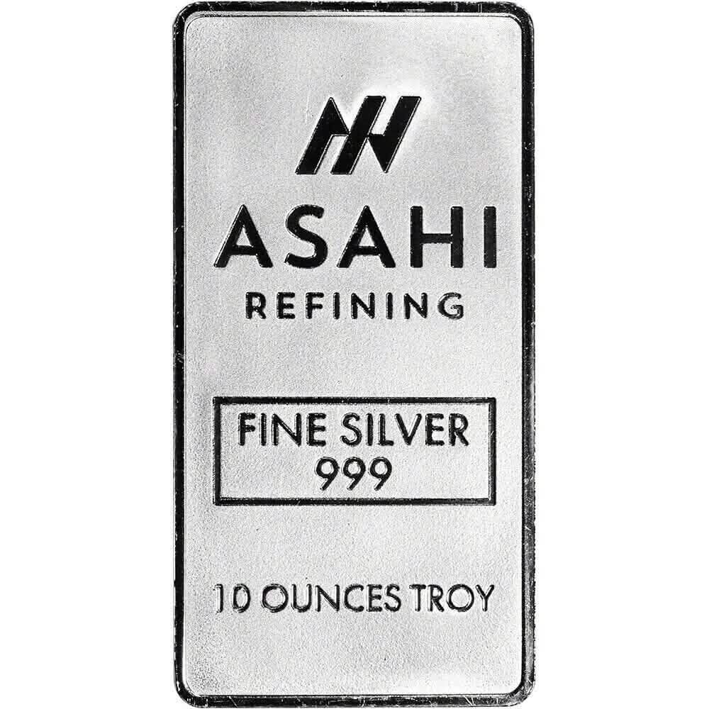 Lingot d'argent de 10 oz - Asahi Refining - Argent pur .999 sous emballage plastique scellé